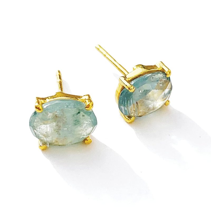 gold aquamarine earrings