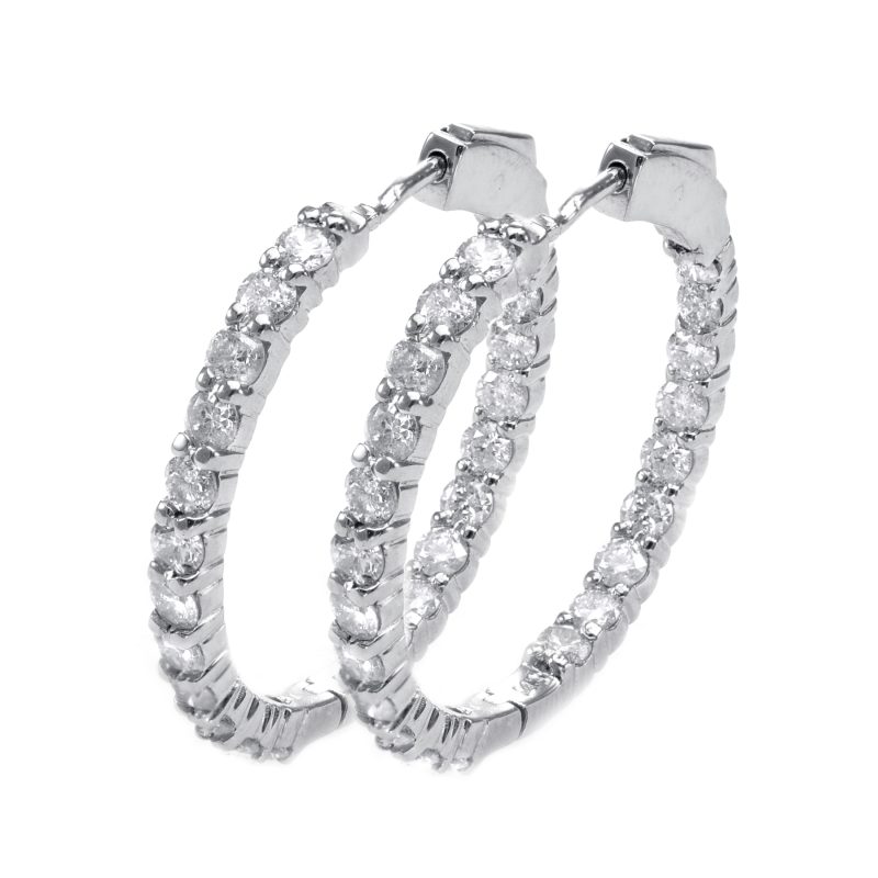 white gold diamond hoop earrings