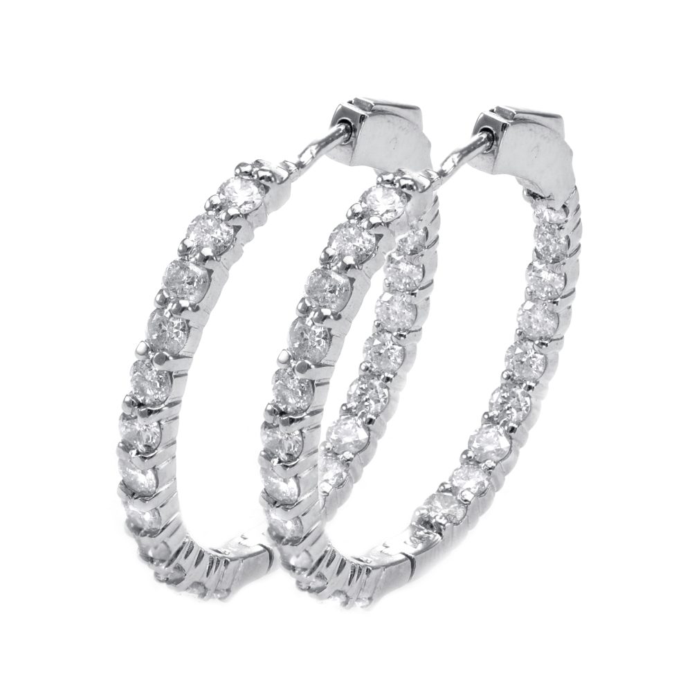 white gold diamond hoop earrings