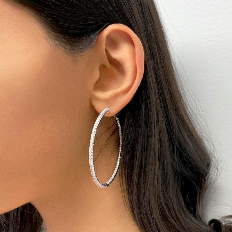 white gold diamond hoop earrings