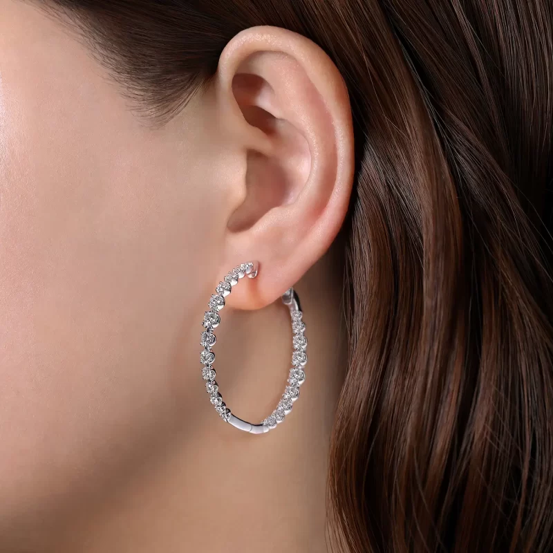 white gold diamond hoop earrings