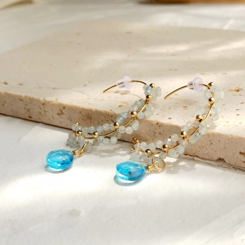 gold aquamarine earrings