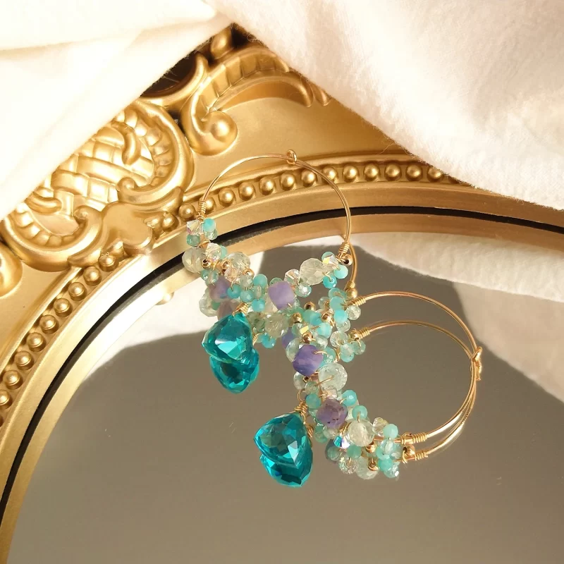 gold aquamarine earrings