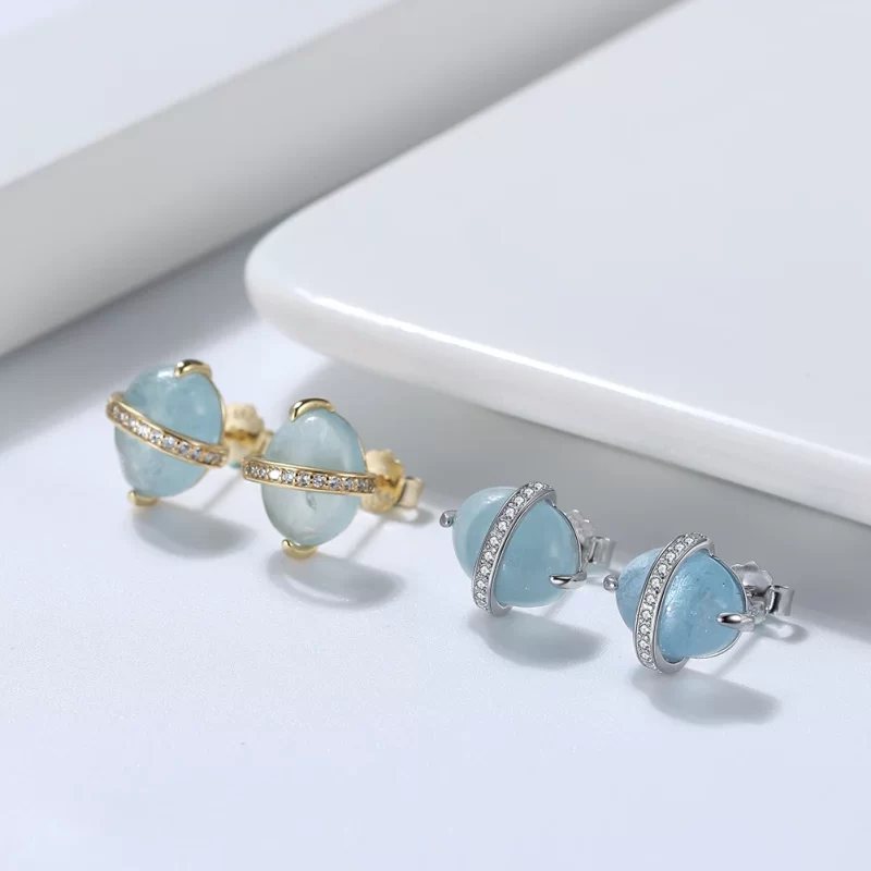 gold aquamarine earrings