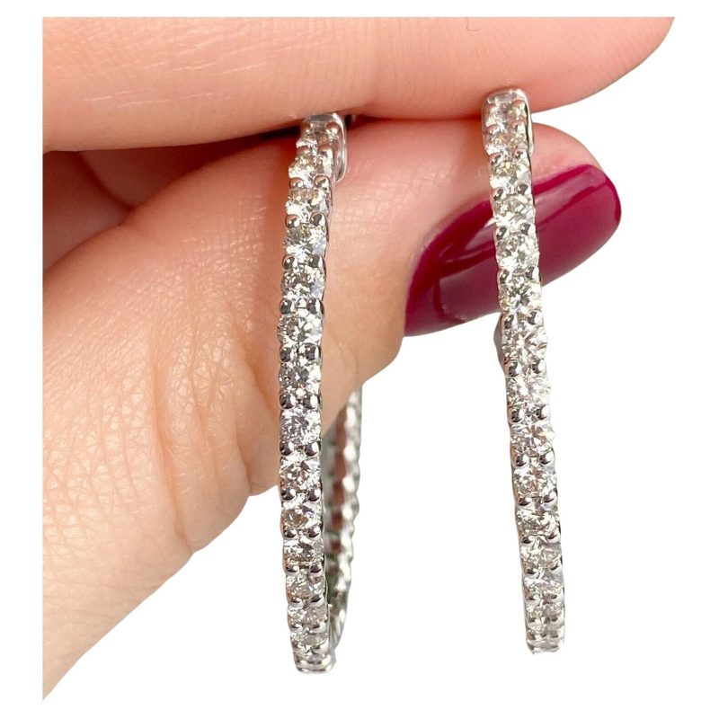 white gold diamond hoop earrings