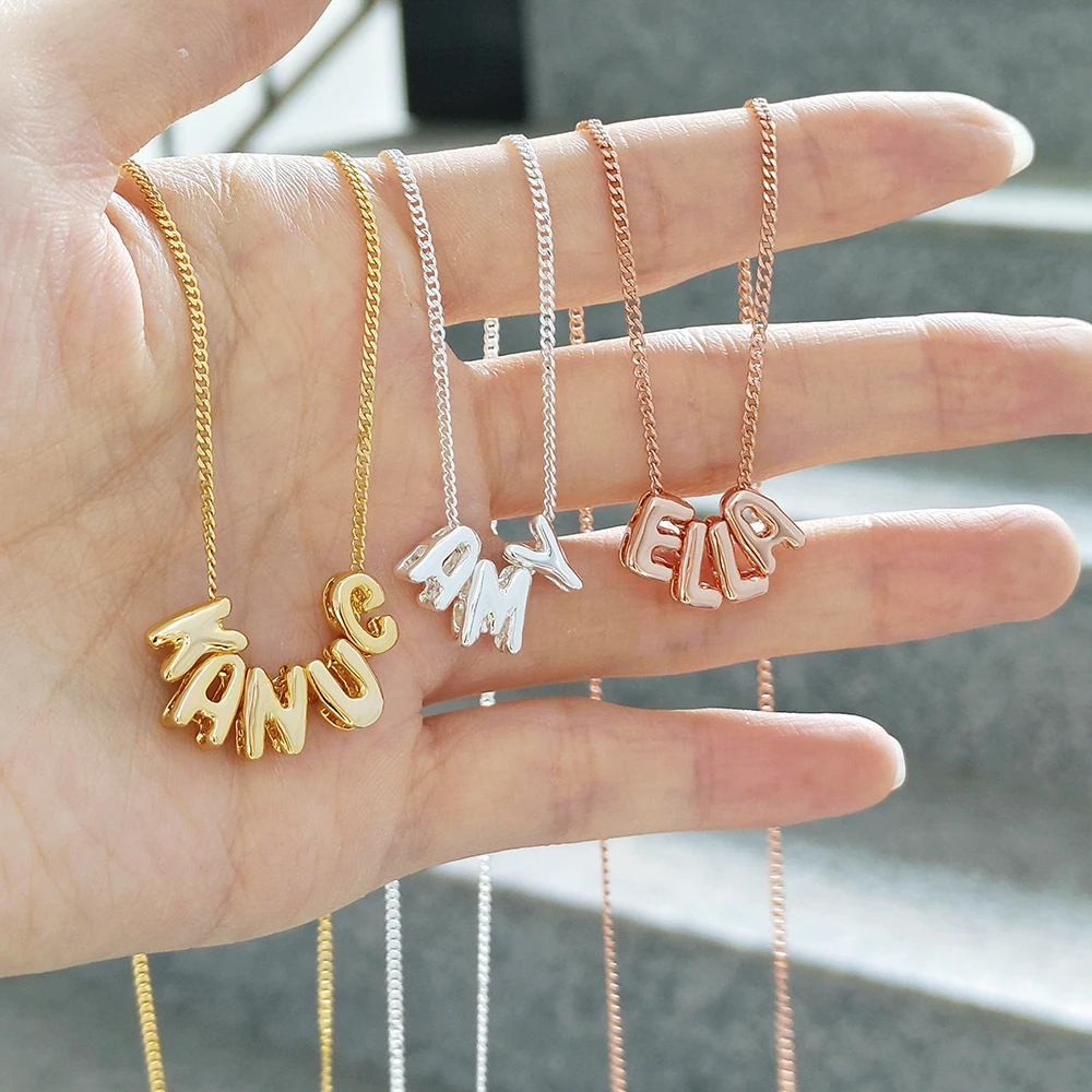 bubble letter necklaces