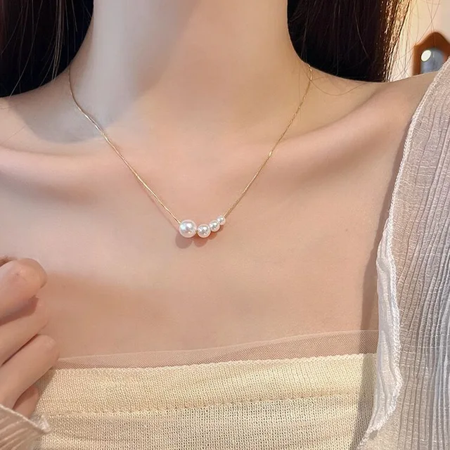 silver pearl necklaces