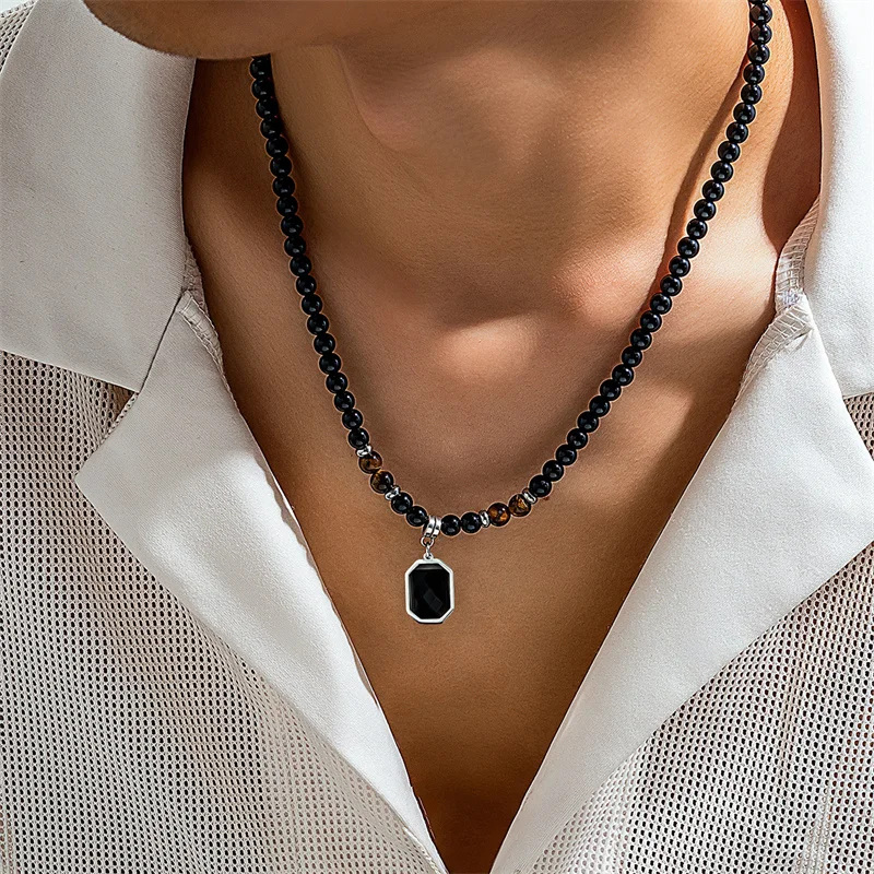 mens black necklaces