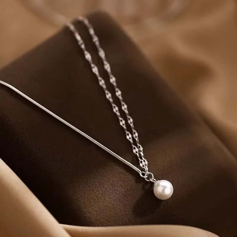 silver pearl necklaces