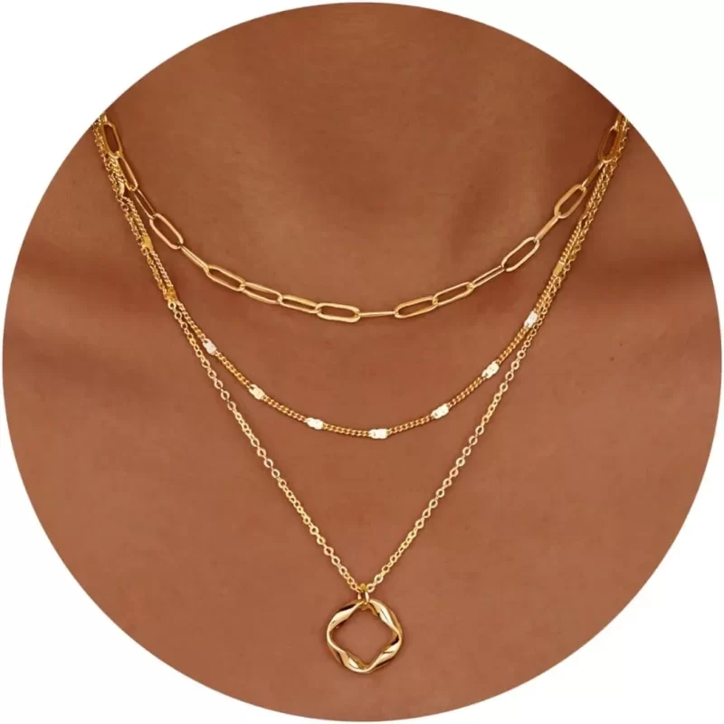 layering gold necklaces
