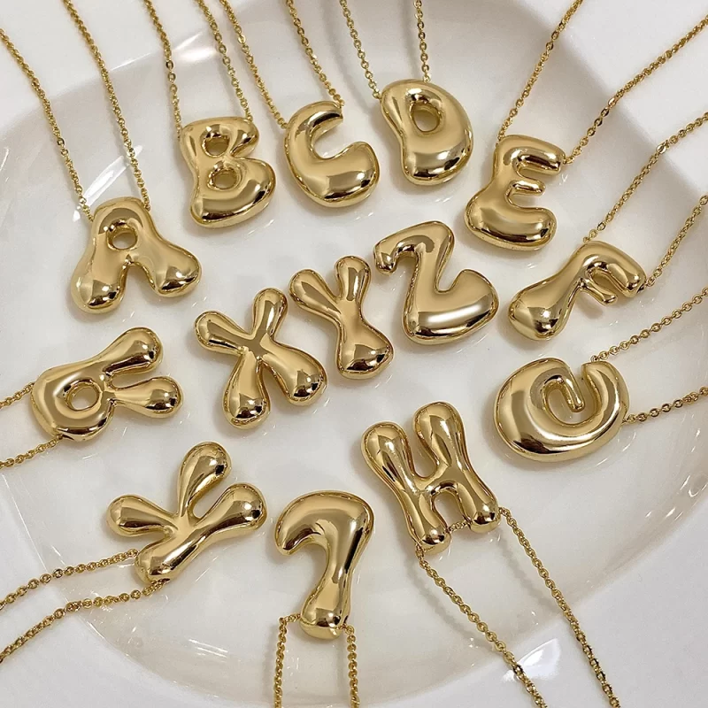 bubble letter necklaces