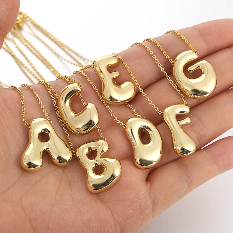 bubble letter necklaces
