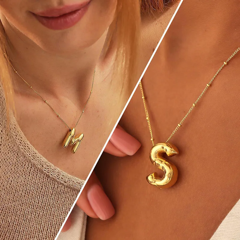 bubble letter necklaces