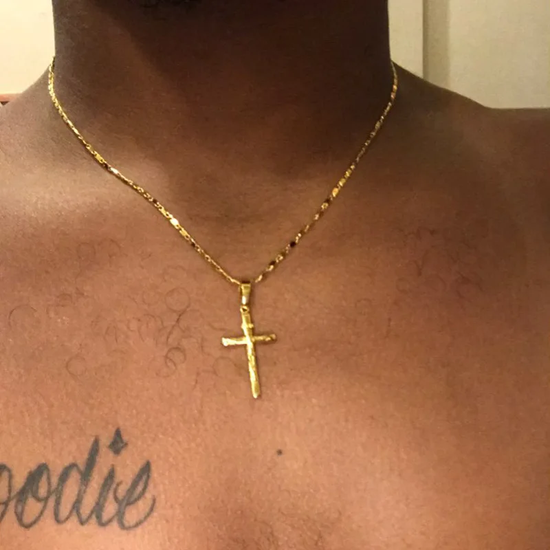 mens gold cross necklaces 14k