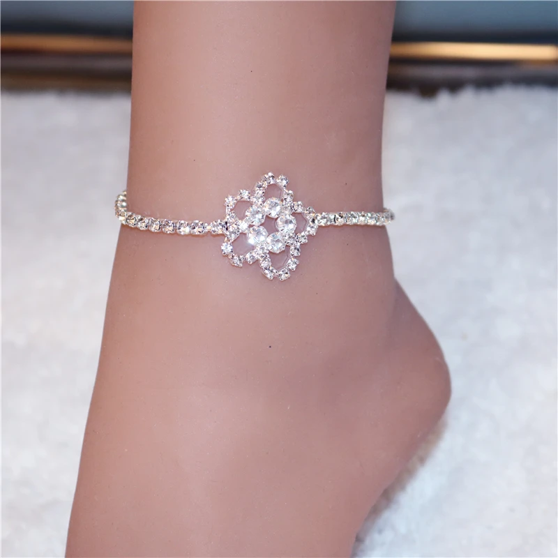 modern silver anklets with stones