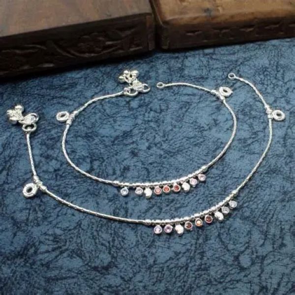 silver anklets indian