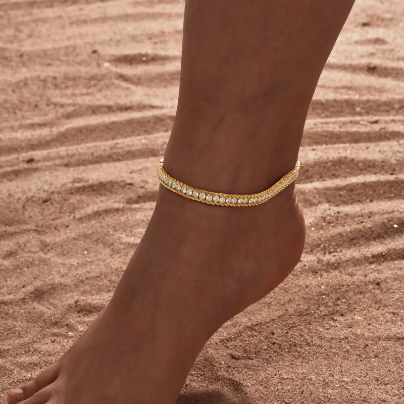 white gold anklets for women