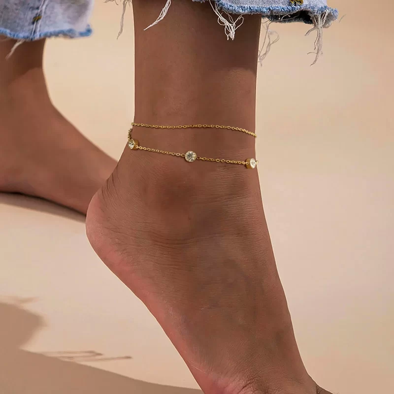white gold anklets for women