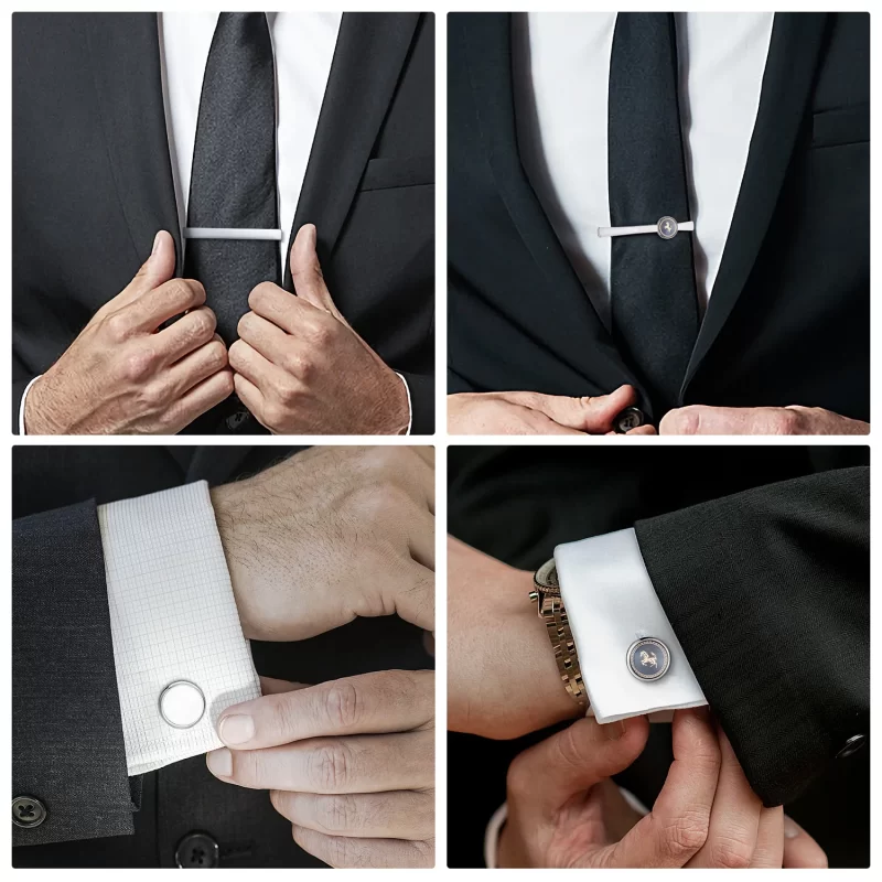 cufflinks and tie clip set