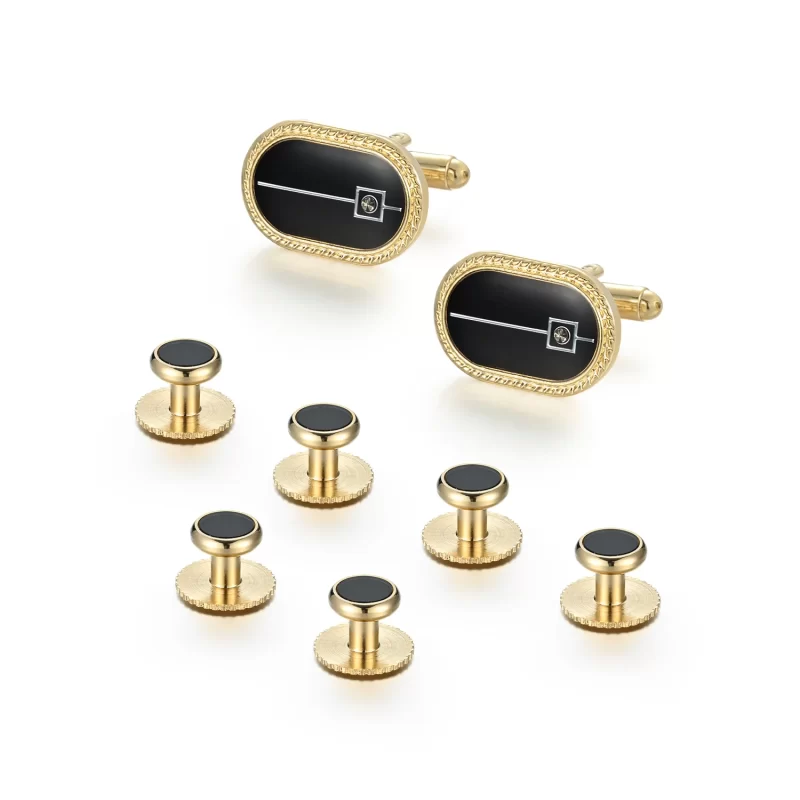 black and gold cufflinks