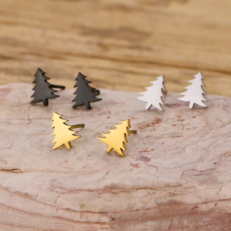 christmas tree stud earrings