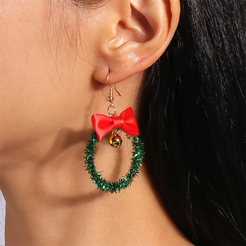 christmas wreath earrings