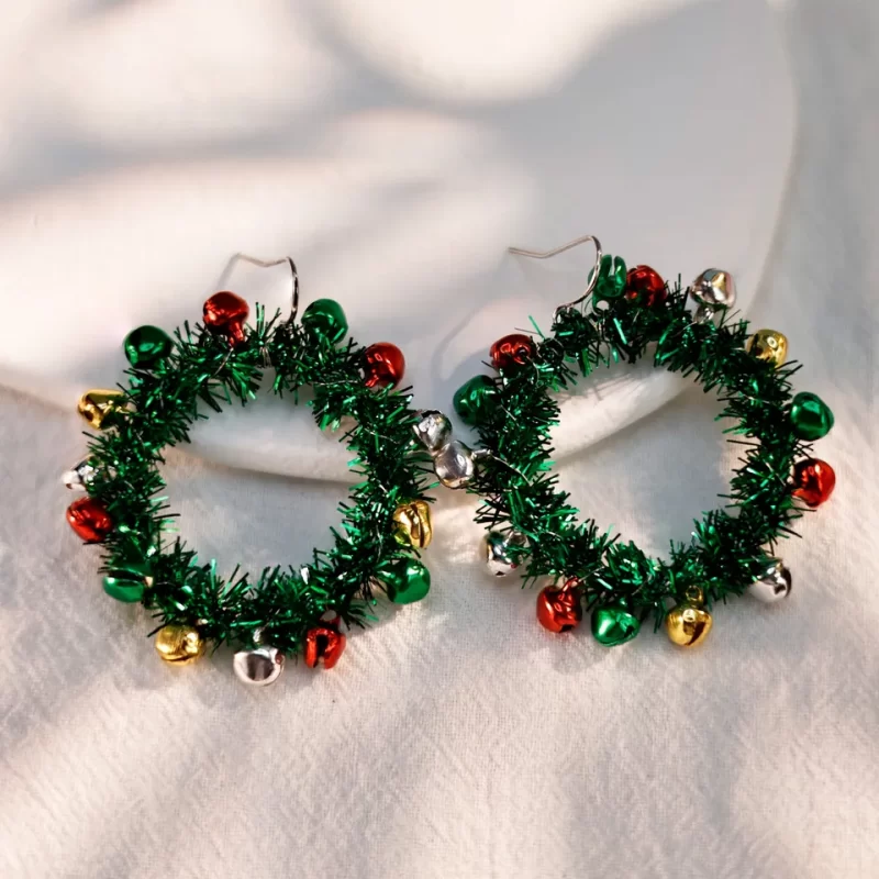 christmas wreath earrings