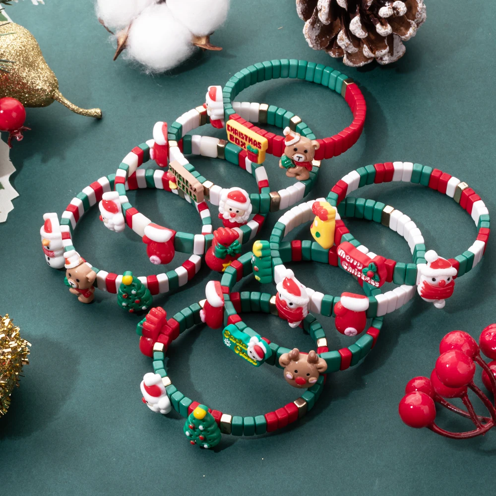 christmas clay bead bracelets