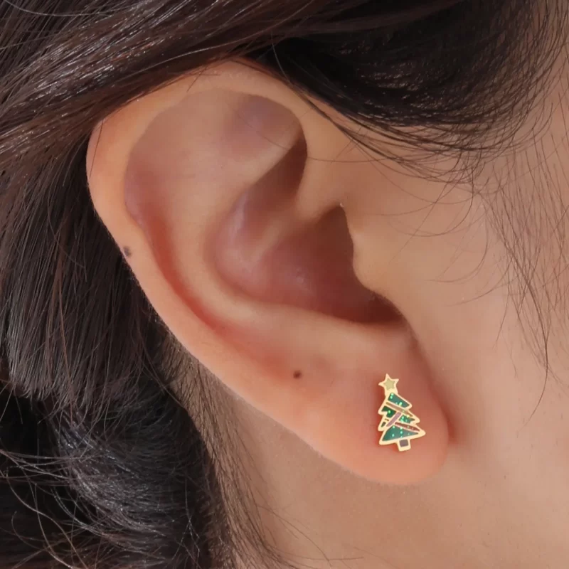christmas tree stud earrings