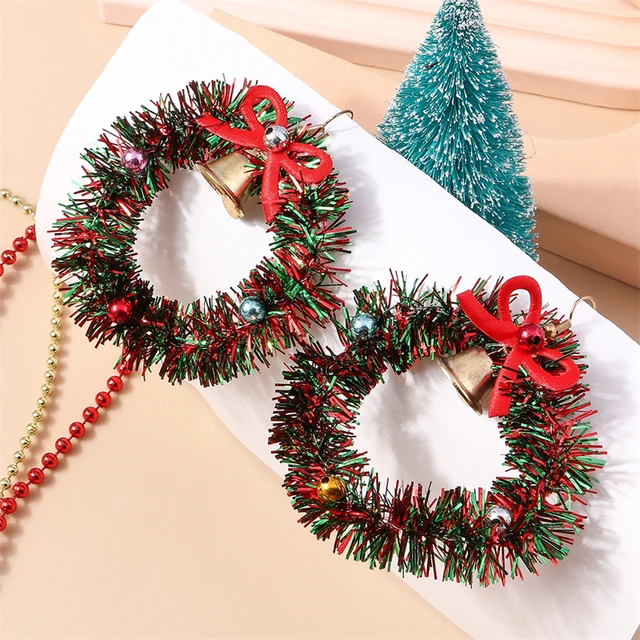 christmas wreath earrings