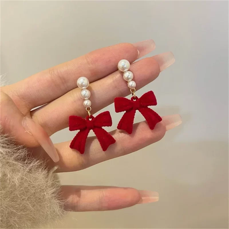 christmas bow earrings