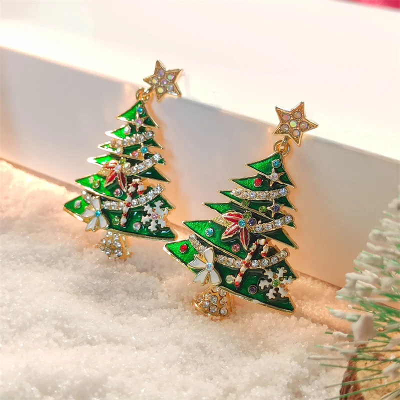 christmas tree stud earrings
