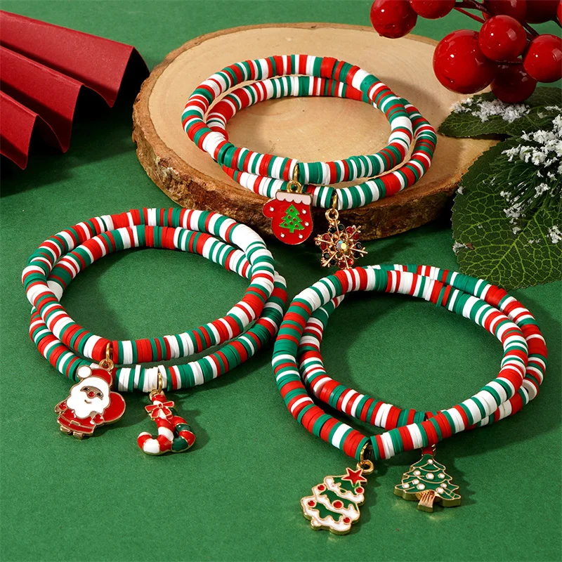 christmas clay bead bracelets