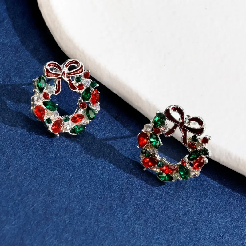 christmas wreath earrings