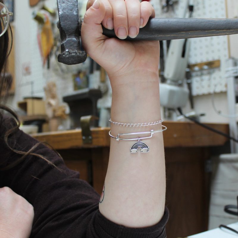 silver bangle bracelets with charms