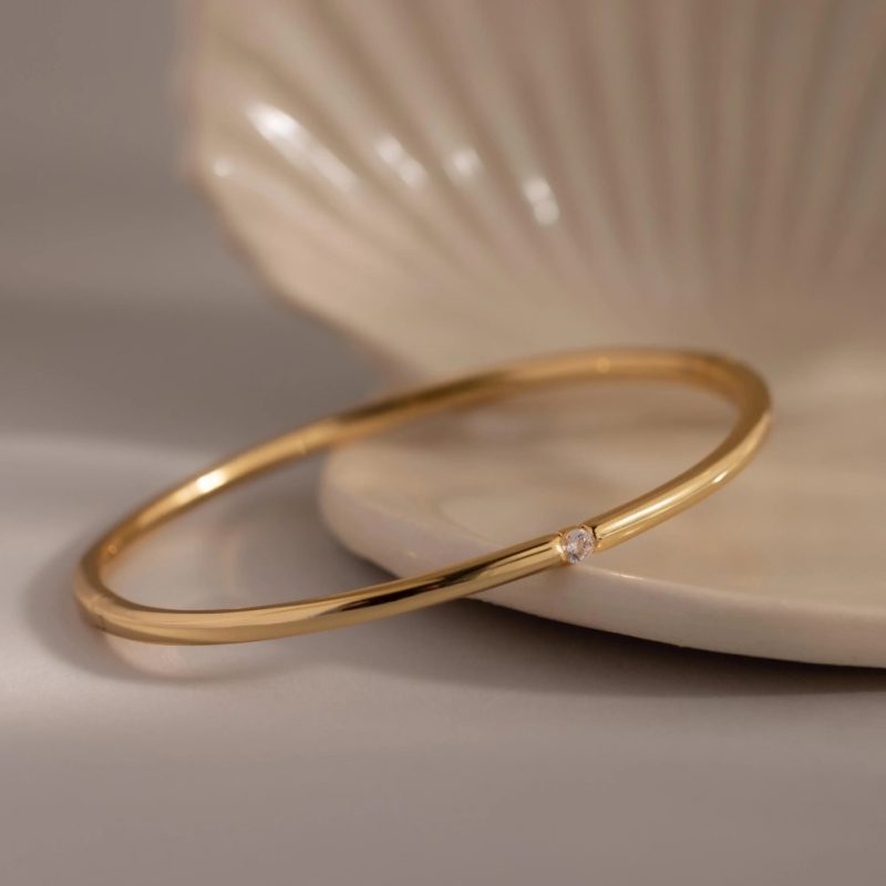 thin gold bangle bracelet