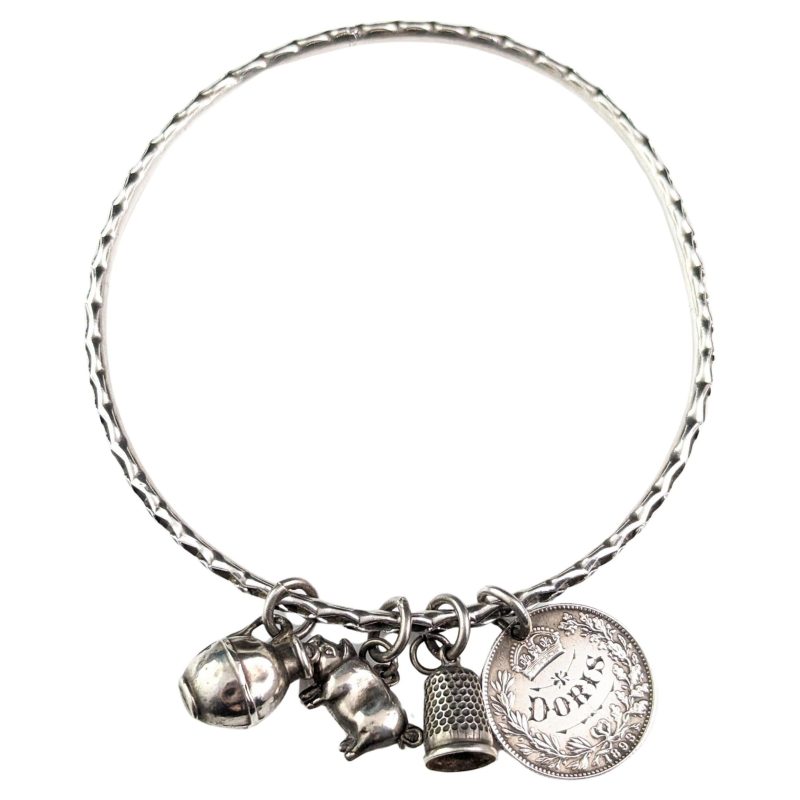 silver bangle bracelets with charms