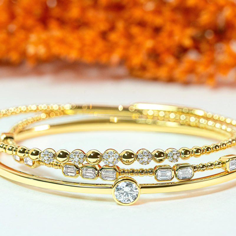 gold bangle with diamonds
