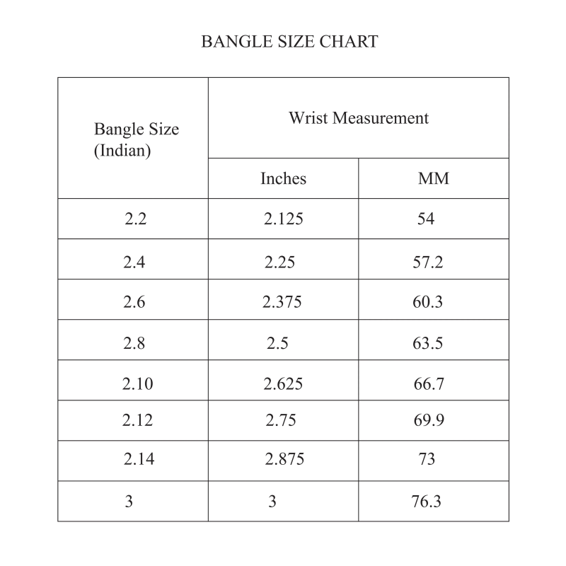 bangle size chart