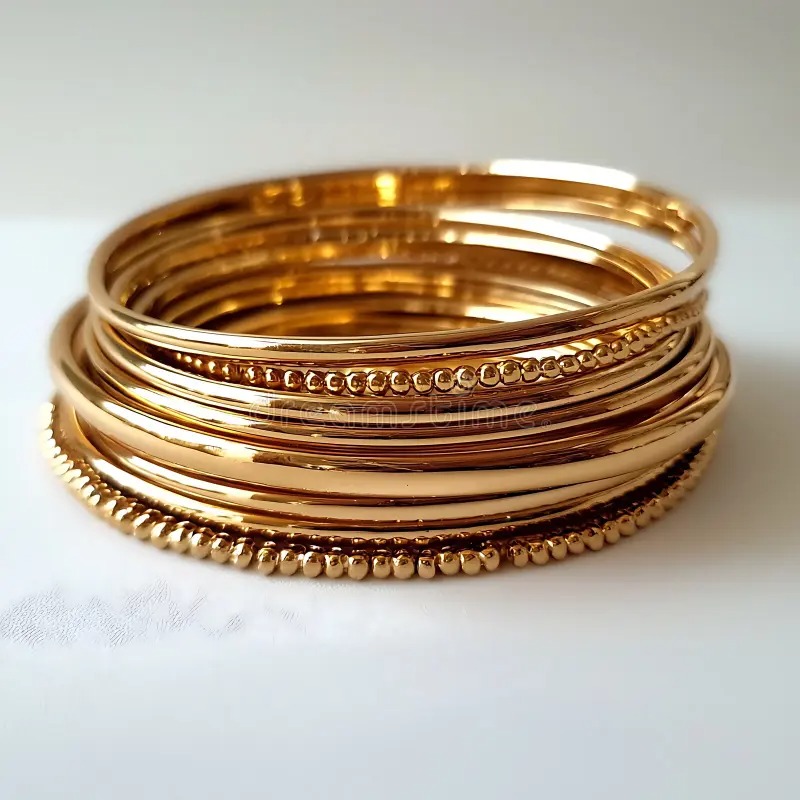 gold bangle stack