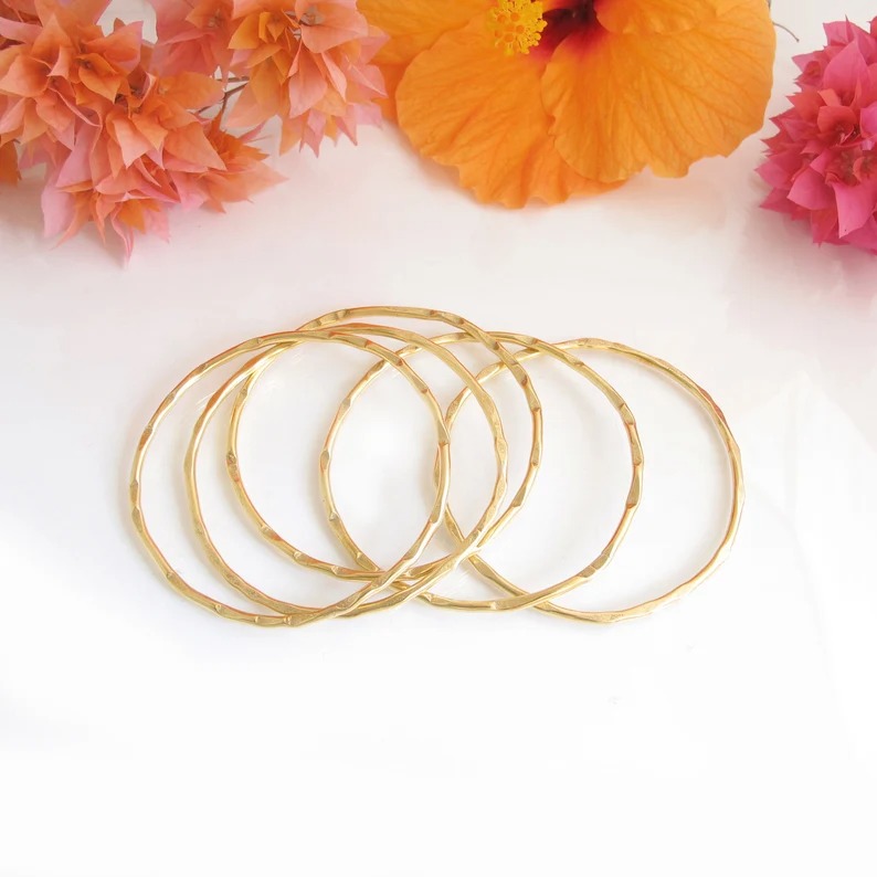 gold bangle stack