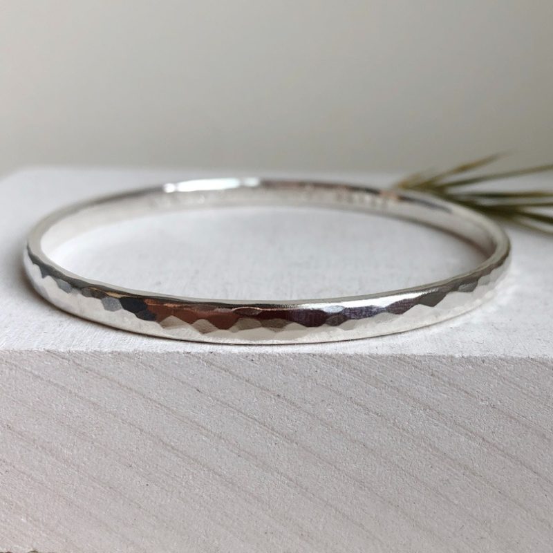 personalised silver bangle