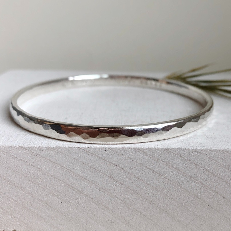 personalised silver bangle