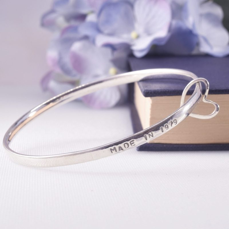 personalised silver bangle