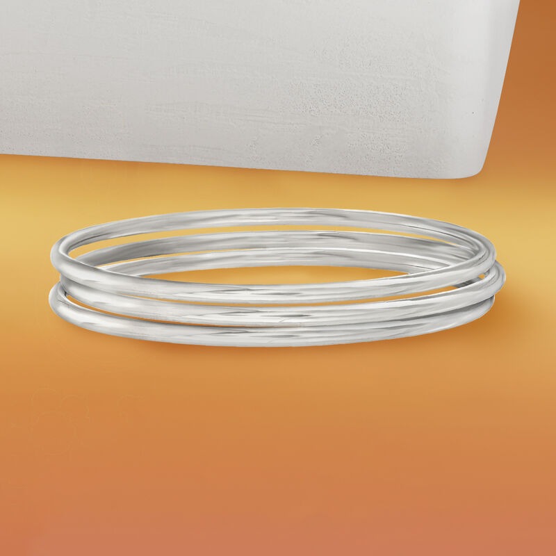 silver bangle bracelets set