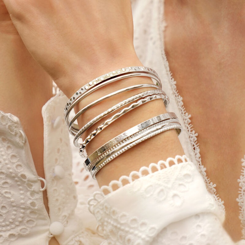 silver bangle bracelets set
