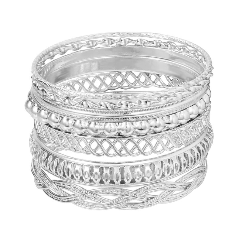 silver bangle bracelets set