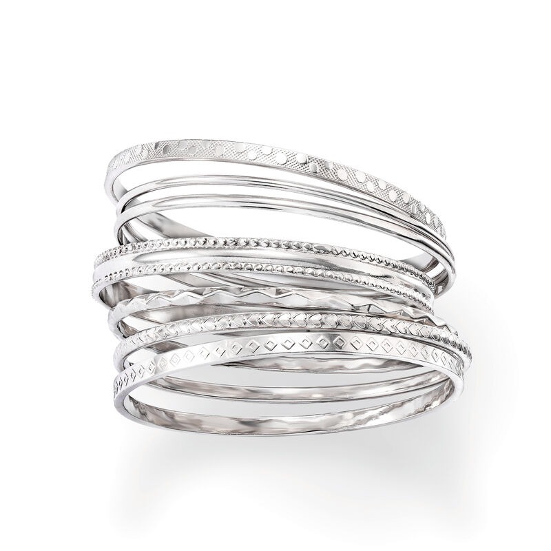 silver bangle bracelets set