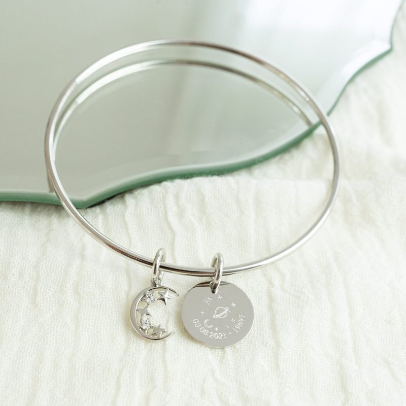 personalised silver bangle