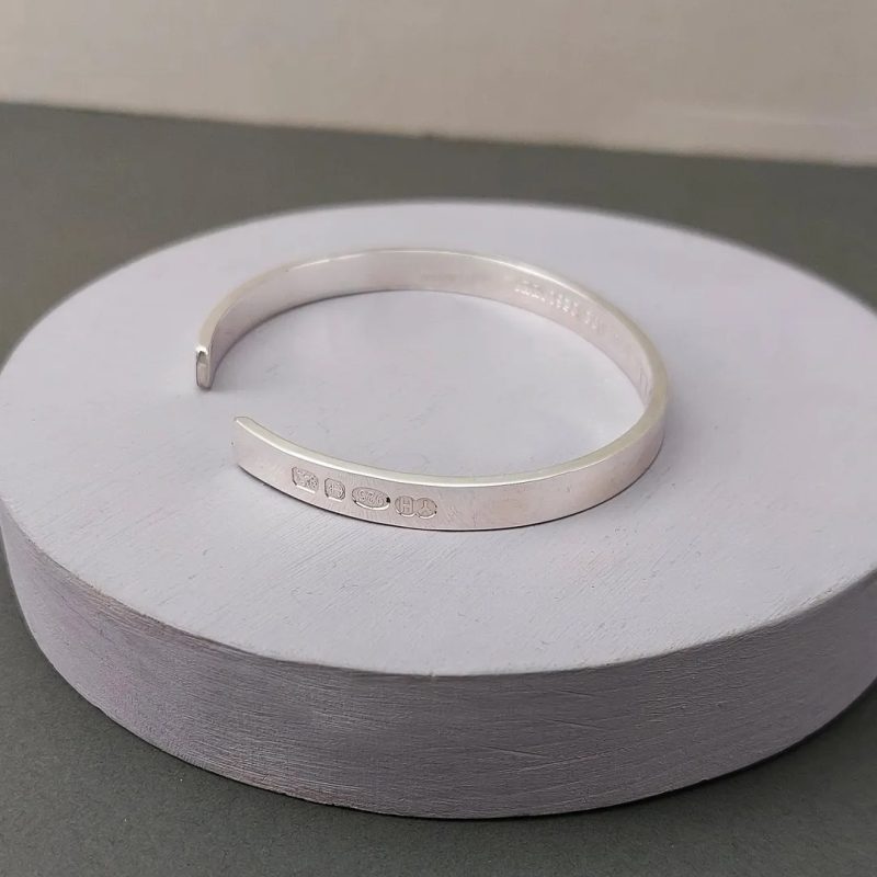 personalised silver bangle
